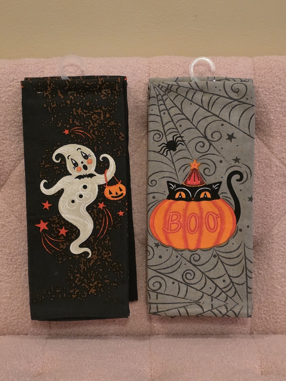 Halloween Ghost & Black Cat In Pumpkin Kitchen Towels